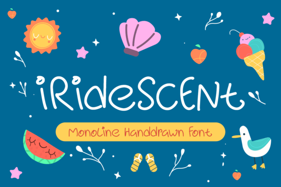 Iridescent Font: A Monoline Handdrawn Typeface for Playful Branding